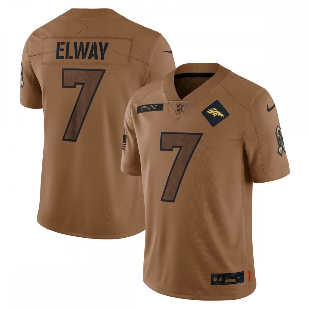 John Elway Denver Broncos Nike 2023 Salute To Service Retired Player Limited Jersey - Brown-GridironStore